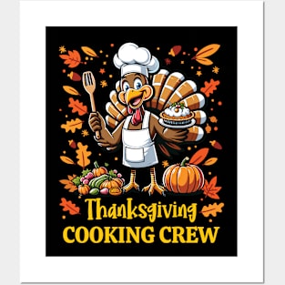 Thanksgiving Cooking Crew - Funny Turkey Chef Design Posters and Art